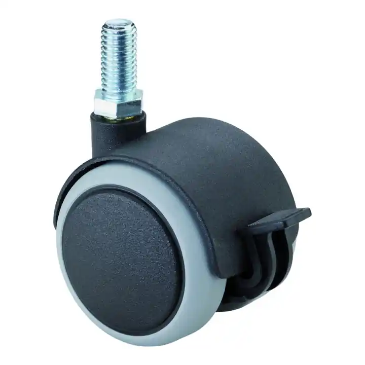 Gros Lot Roulette double en plastique ac blocage D.roue 50 mm cap.charge 50 kg avec goujo