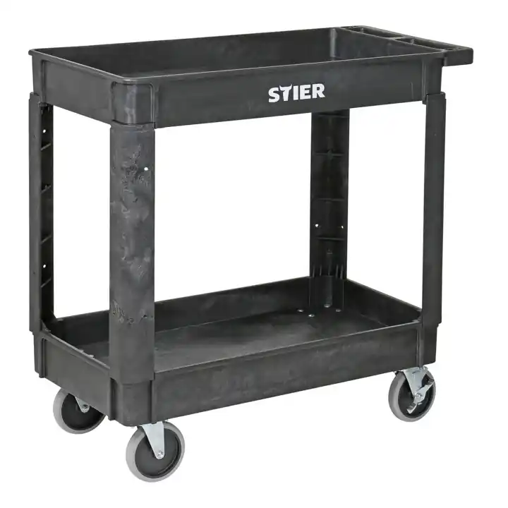 Quantité Limitée Chariot polyvalent en plastique STIER avec 2 plateaux, 250 kg, LxlxH 870x430x850 mm