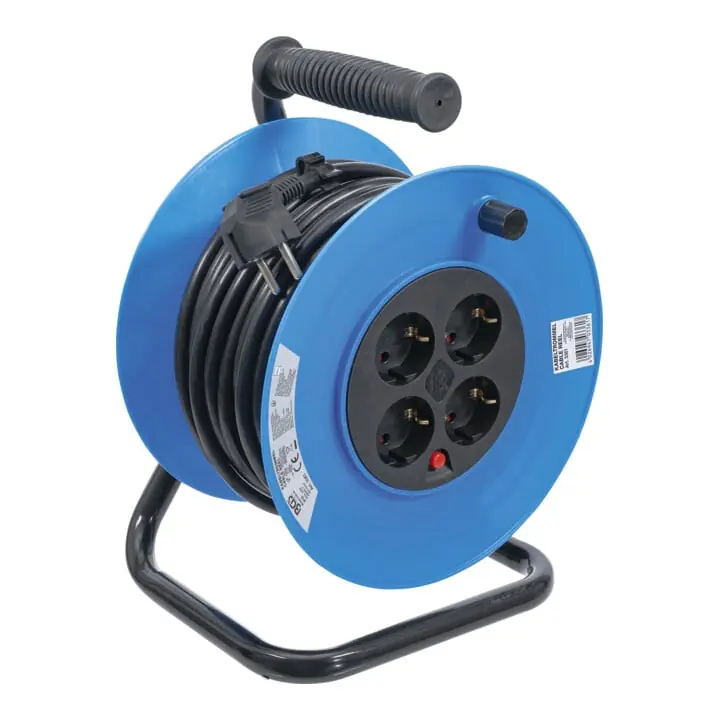 Affaire À Saisir BGS Enrouleur de câble 25 m 3×1,5 mm² 4 prises de courant IP 20 3000 W