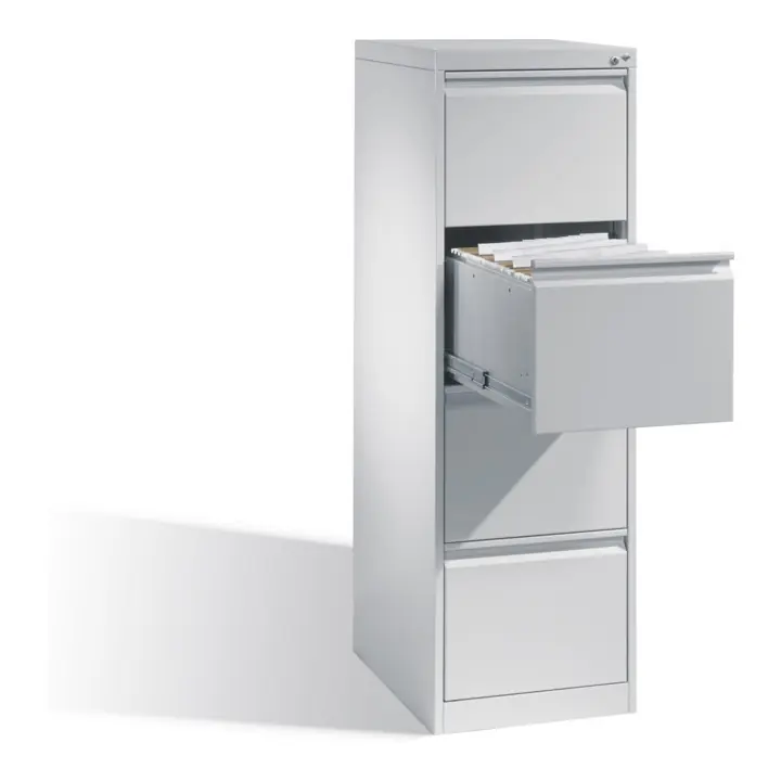 Classeur C+P pour dossiers suspendus DIN A4, 4 tiroirs, à une voie Avant Corps gris clair Corps gris clair Gris clair Commander Vite