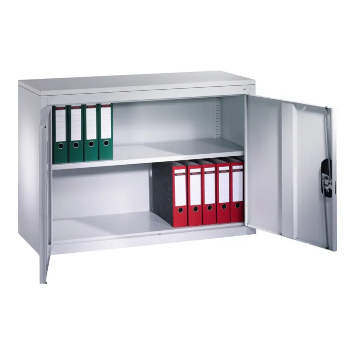 Buffet porte-documents Acurado de C+P avec portes battantes, 2 hauteurs de classeurs, H1000xL1200xP400mm Façade gris clair Corps gris clair Promotion Saisonnière