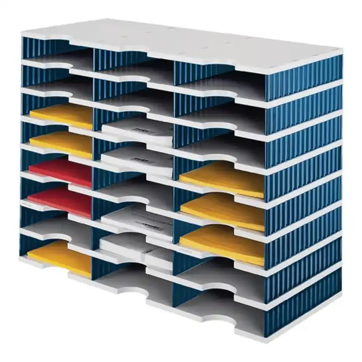 Dernière Chance Casier de tri Trio 24 comp. H573xl723xP331mm polystyrène gris/bleu