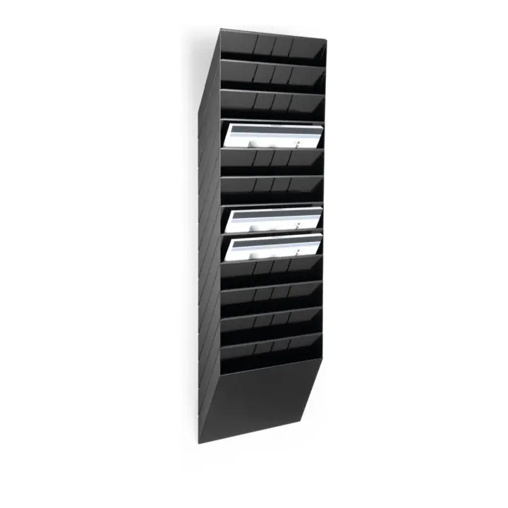 Porte-prospectus H1045xl348xP95mm nbre. comp. 12 A4 quer polystyrène noir Promotion
