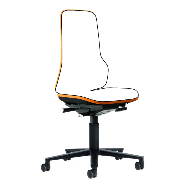 bimos siège de travail Neon siège de base avec roulettes Flexband orange hauteur d'assise 450-620 mm sans rembourrage Vente Flash