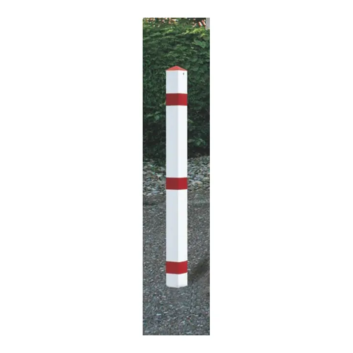 Potelets de blocage acier rouge-blanc avec douille de sol avec capuchon en point Usine Directe