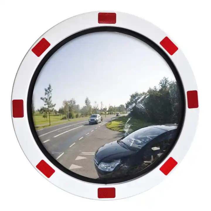 Promotion Saisonnière Miroir de circulation Moravia en acier inoxydable rond 600 mm cadre rouge/blanc + 76 collier de serrage