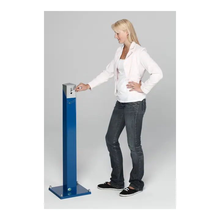 Cendrier borne carrée SG 105 E, bleu, tête argent Var Commander Maintenant