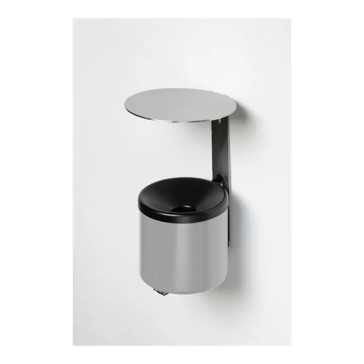 Cendrier mural WH 16 argent avec auvent INOX Var Super Prix