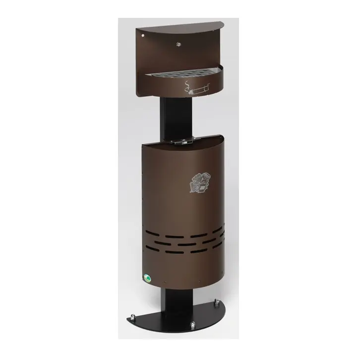 Cendrier/poubelle H98 rev. marron eiffel avec auvent et fermeture Var Prix Cassé