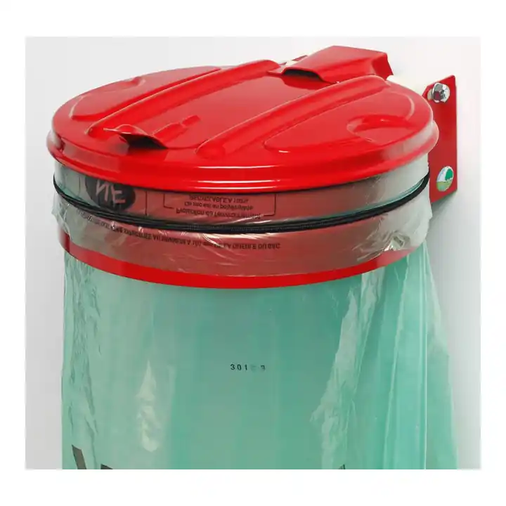 Nouvelle Collection Support sac VIGIPIRATE mural, rouge, couvercle acier rouge Var