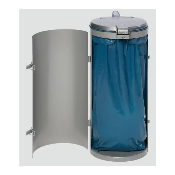 Acheter Direct Poubelle compacte junior avec porte, blanc avec couvercle en plastique argent Var