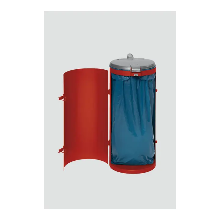 Solde Poubelle compacte junior avec porte, rouge avec couvercle en plastique argent Var