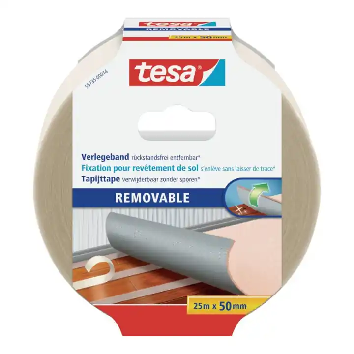 tesa® 55735 Ruban de pose double face Removable 25 m × 50 mm transparent Réduction