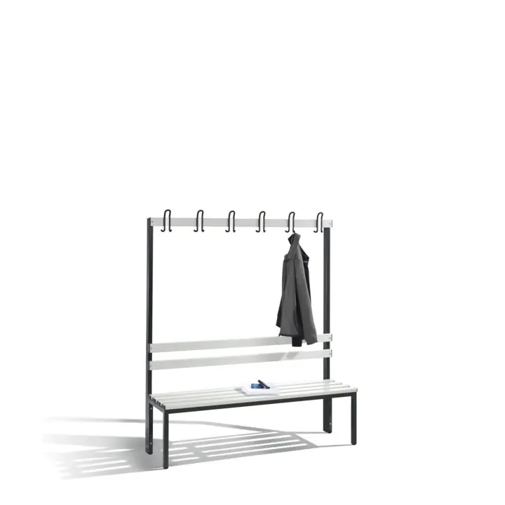 Banc d'armoire C+P Basic, H1650xL1500xP403mm Couleur Bandes d'assise gris clair Couleur Cadre noir gris noir Fait Main