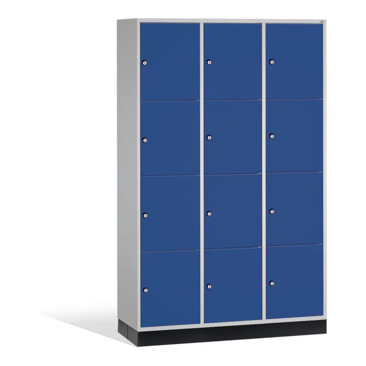 Armoire de rangement C+P Intro, 12 compartiments, H1950xL1220xP500mm devant gentiane bleu gentiane corps gris clair Nouvelle Collection