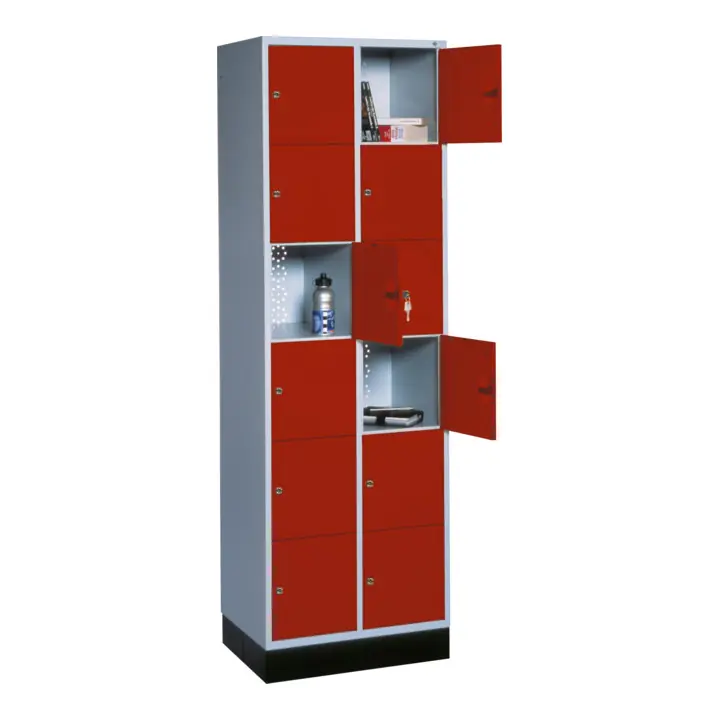 Meilleure Vente C+P Armoire d'intro C+P, 12 compartiments, H1950xL620xP500mm Façade rouge rubis Corps gris clair
