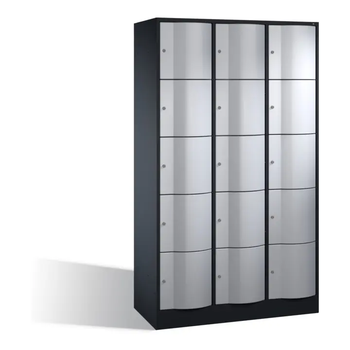 C+P Armoire de rangement Resisto, 15 compartiments, H1950xL1150xP540mm Avant Corps en aluminium blanc Corps en aluminium noir gris noir Must-Have
