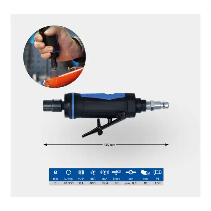 Gros Lot Brilliant Tools Mini meuleuse axiale pneumatique, version droite