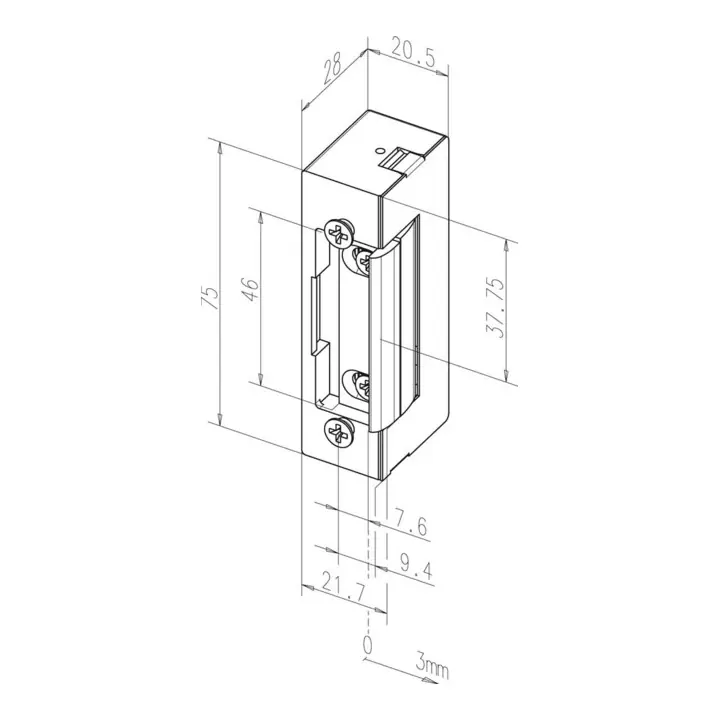 Gâche électrique sans gâche 17 12 V DC 100%ED Stand DIN L/R avec FaFix Certifié
