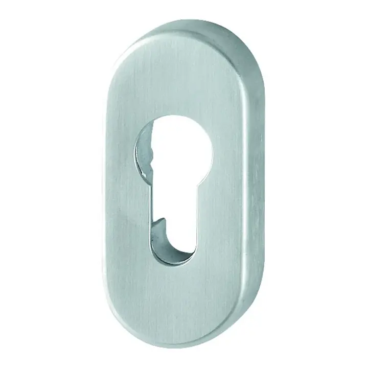 Affaire À Saisir HOPPE Rosace de clé PT E55S, ovale, cylindre profil percé, acier inox mat