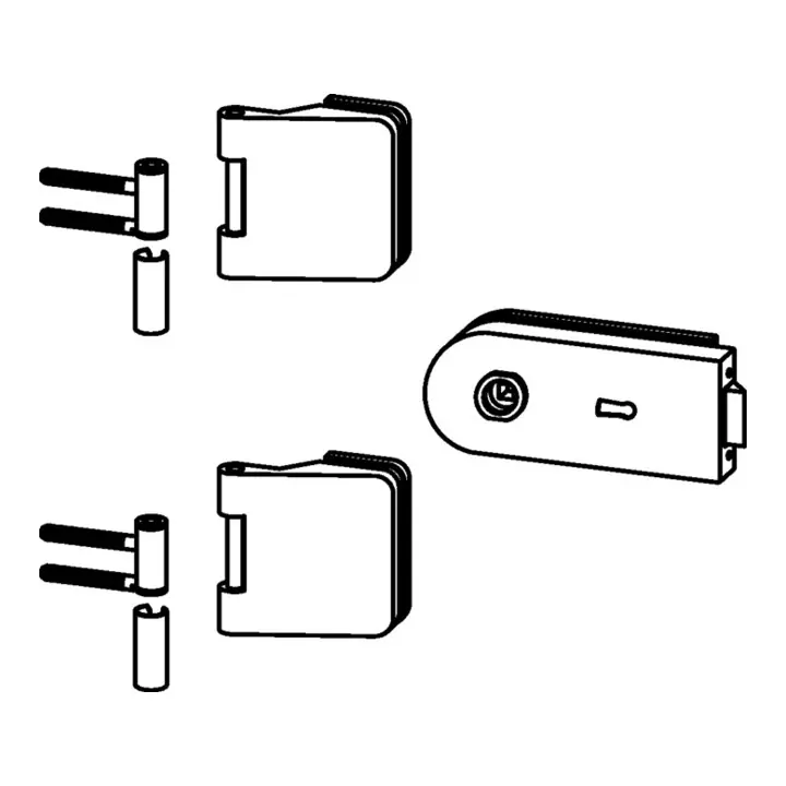 Garantie Incluse Ferrure de porte en verre STUDIO Rondo/OFFICE Junior LM Dark Niro BB BB DIN L/R