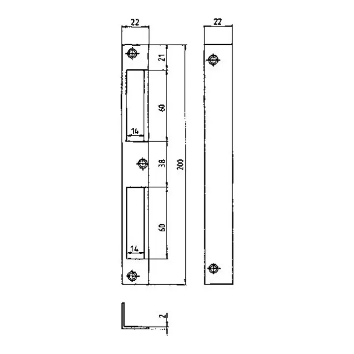 Retour Gratuit BEVER Plaque de fermeture d'angle 4 HAT 22x200x22 rond galvanisé