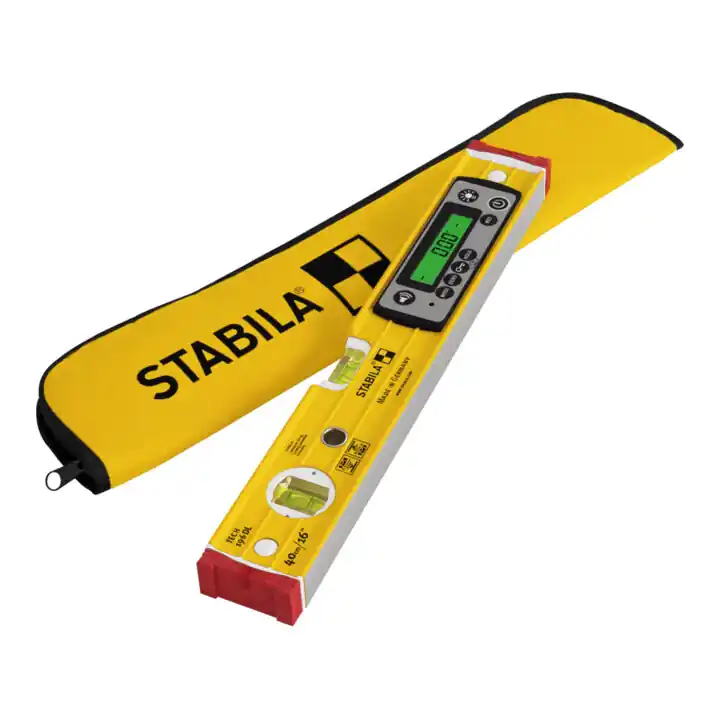 Top Vente STABILA Niveau numérique TECH 196 DL, 40 cm, étanche IP67, 2 écrans digitaux, sans calibration, modes d'affichage °, %, mm/m, in/ft, étui