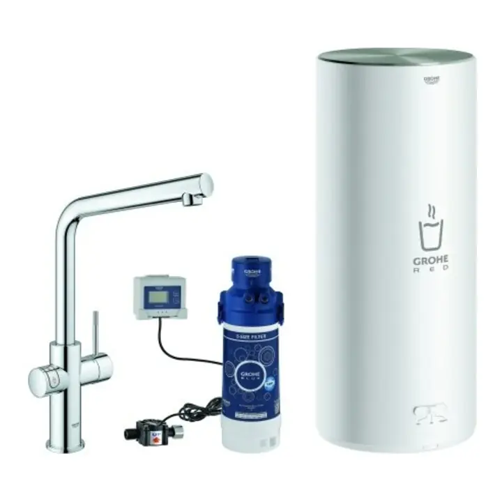 Grohe Mitigeur monocommande évier Red Duo chrome, taille L, avec chauffe-eau Promotion