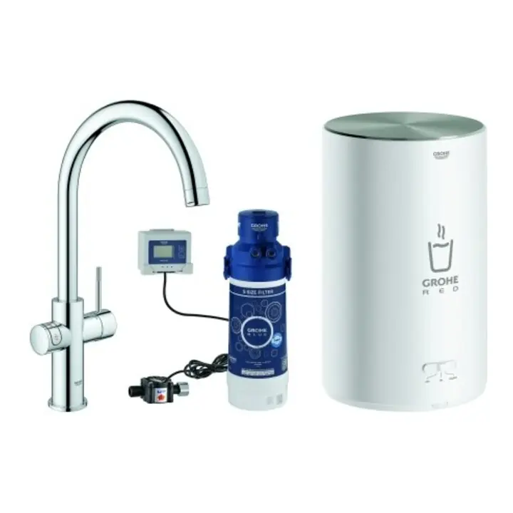 Grohe Mitigeur monocommande évier Red Duo chrome, taille M, avec chauffe-eau Gros Lot