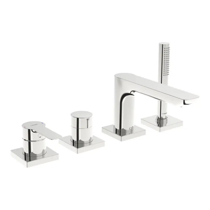 Hansa HANSALIGNA Kit montage prêt Mitigeur baignoire 4 trous, chrome Livraison Gratuite