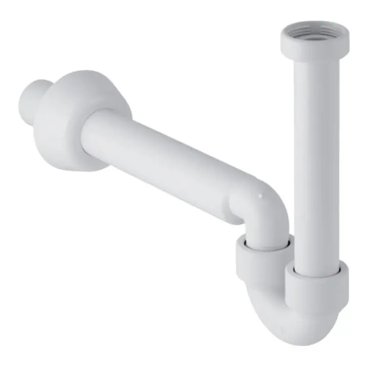 Authentique Geberit Siphon de courbure 1 1/4"x32mm, pour WT et Bi., évac. horiz., PP, blanc