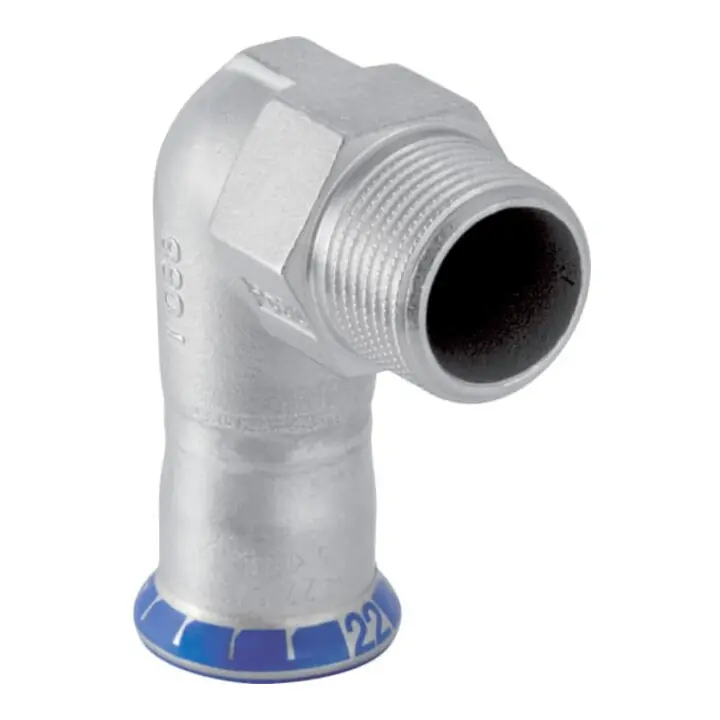 Must-Have Geberit coude de transition Mapress d 15xR 1/2, sans plomb, 90°, mâle AG, acier inoxydable