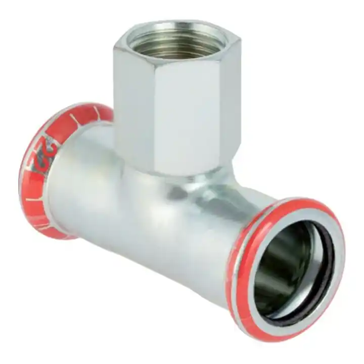 Geberit Té Mapress acier C d= 28mmxRp 3/4x28mm, avec filetage intérieur Fait Main
