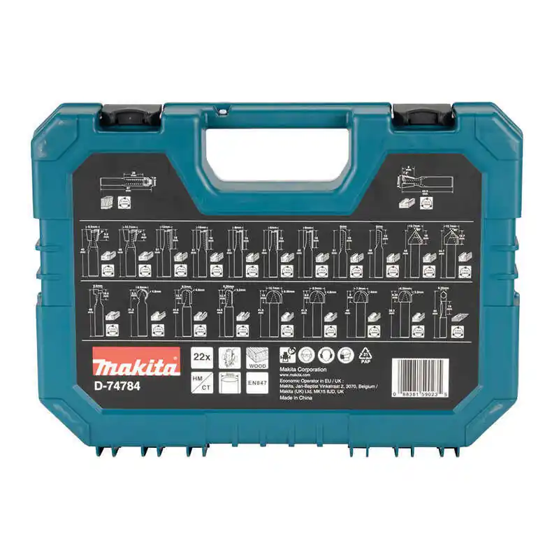 Coffret de 22 fraises à bois Ø8mm pour défonceuse MAKITA D-74784 Prix Promo