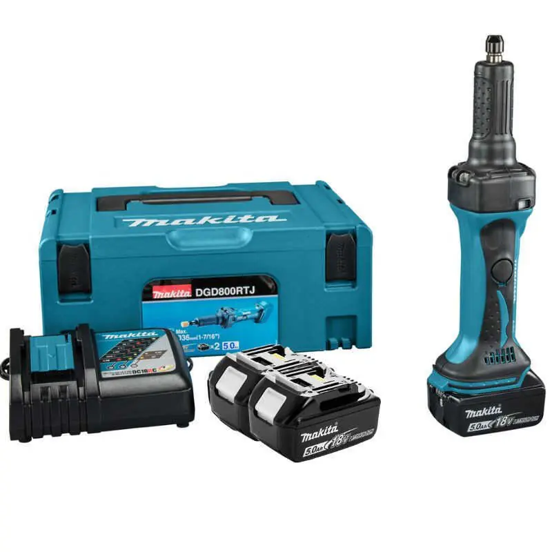 Meuleuse droite 18v Li-Ion (2x 5,0Ah) en Makpac Makita DGD800RTJ Prix Promo