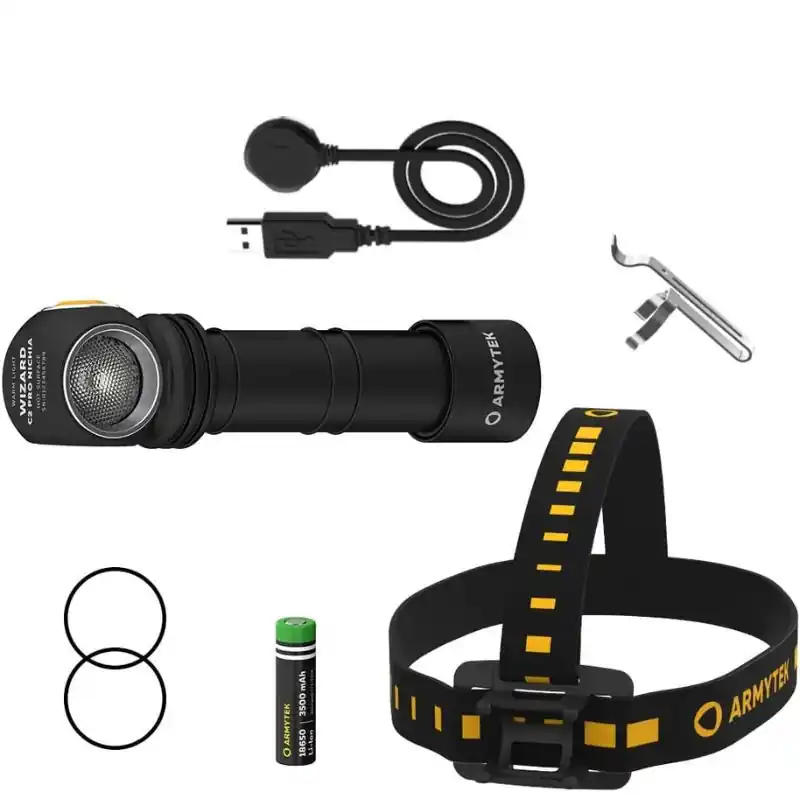 Lampe frontale LED blanc 1600 lumens Wizard C2 Pro Nichia Warm - ARMYTEK F06801W Nouvel Arrivage